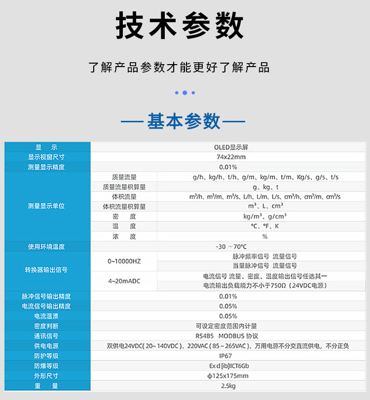 液氨質(zhì)量流量計技術(shù)參數(shù)